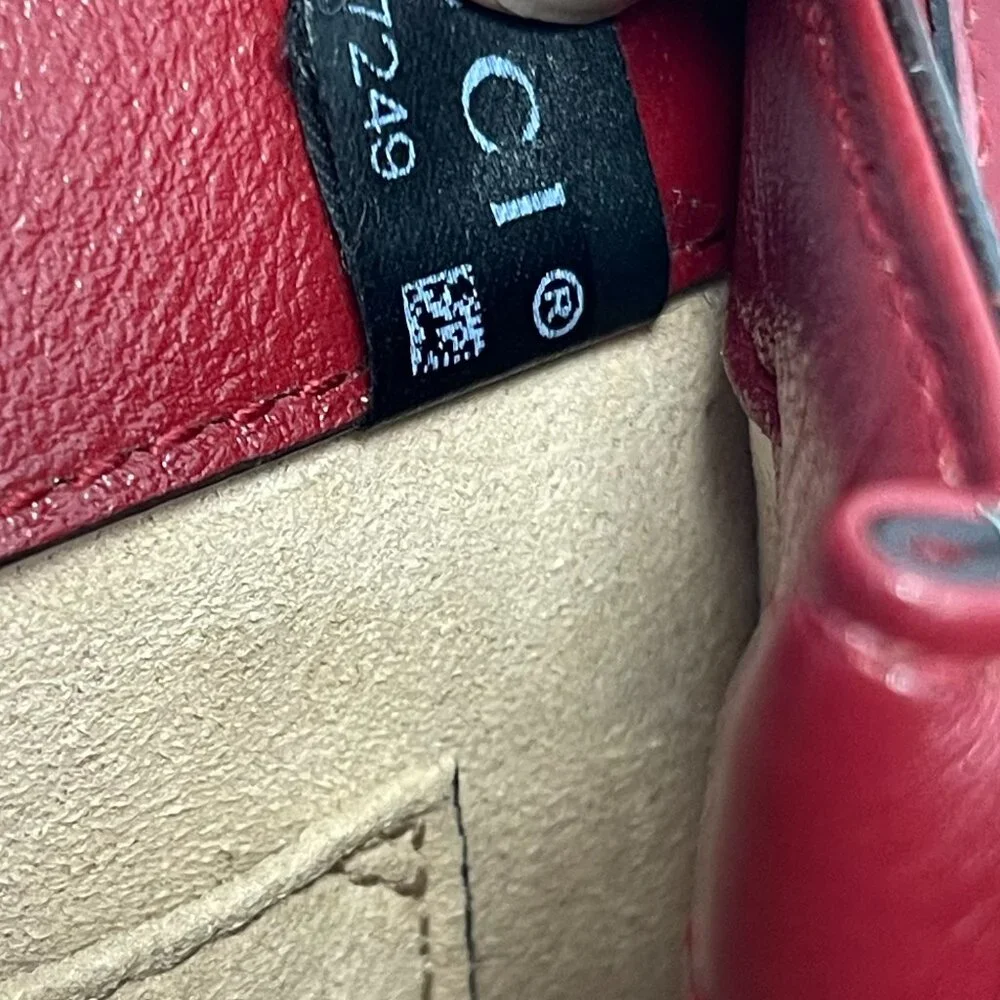 Gucci Rajah Web Chain Shoulder Bag in Red Leather - Small - Preowned - Picture 13 of 15
